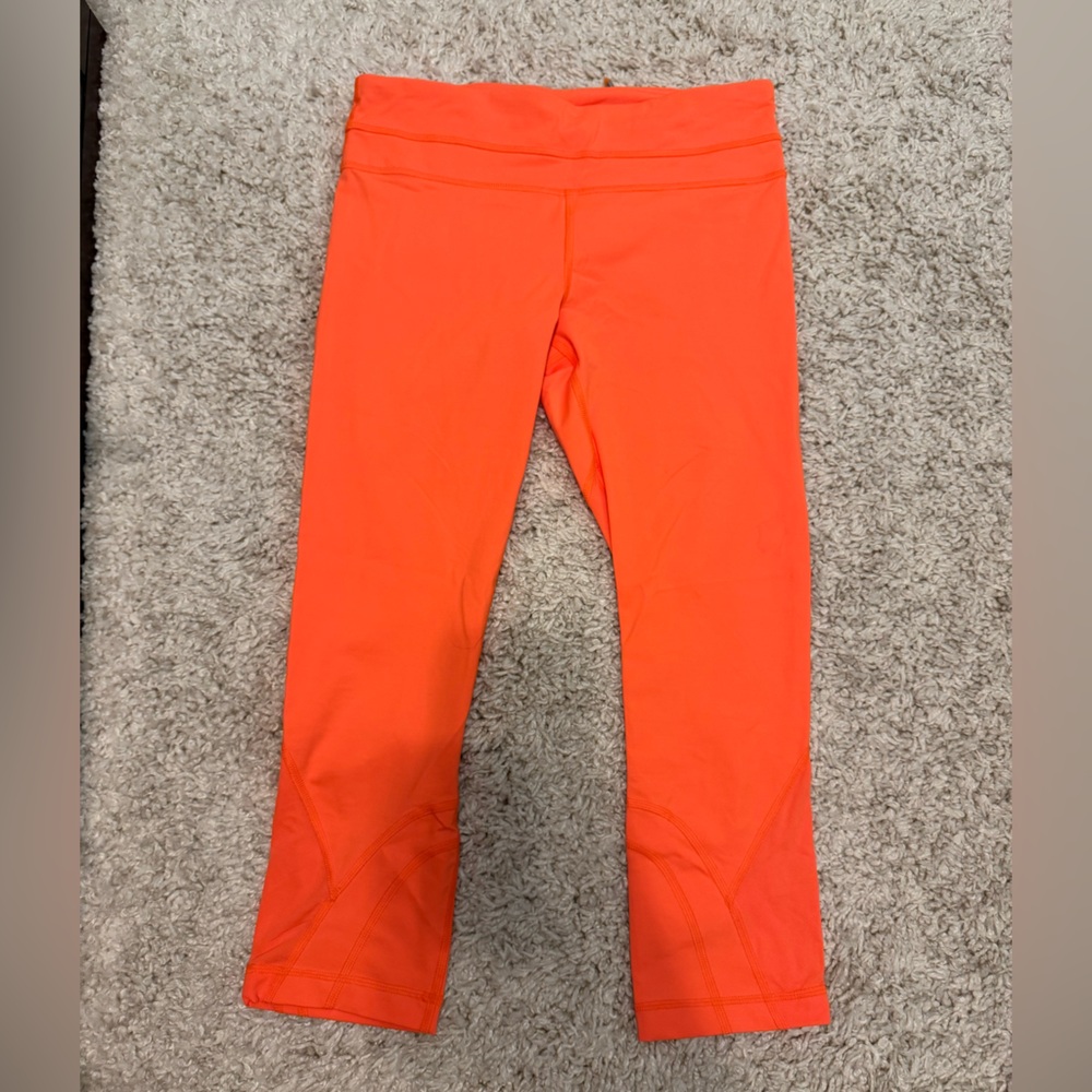 Lululemon Cropped Leggings in Bright Orange
